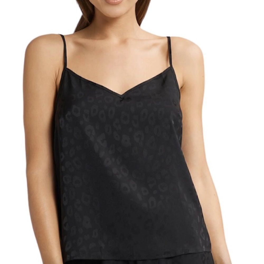Sen Black Satin Leopard Print Camisole New Size Medium
